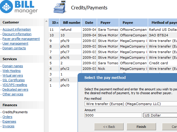 BILLmanager - Payment Interface