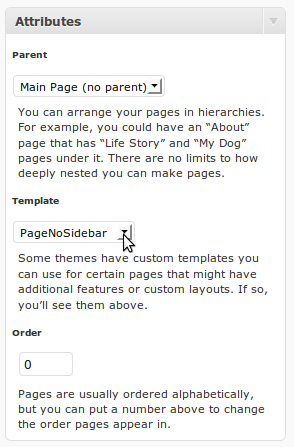 Page Template  Attributes